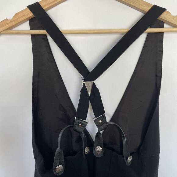 The Limited Vintage Black Suspender Dress Silver Button Accents Size 6 Wool Rayo - Picture 6 of 9